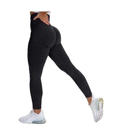 QOQ Womens Workout Biker Shorts Seamless High Waisted Tummy Control Slimming  Athletic Gym Yoga Pants #1 Scrunch Black XX-Large