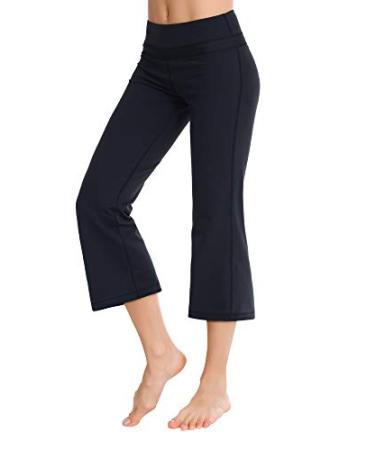 Zeronic Bootleg Yoga Capris Pants for Women High Waist Workout Flare Crop  Leggings Black7 XX-Large