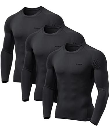 TSLA 1 or 3 Pack Men's UPF 50+ Mock Long Sleeve Compression Shirts,  Athletic Workout Shirt, Water Sports Rash Guard