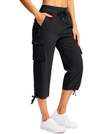 Women's Capri Yoga Pants Quick Dry High Waisted Hiking Lightweight Pants  Drawstring Outdoor Pants for Women