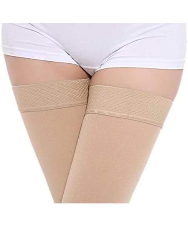 TOFLY Thigh High Compression Stockings Opaque 1 Pair Firm Support 20-30  mmHg Gradient Compression with Silicone Band Footless Compression Sleeves  Treatment Swelling Varicose Veins Edema. M 15-20mmhg Beige