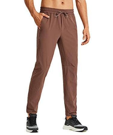CRZ YOGA Lightweight Mens Quick Dry Slim-Fit 29 Inches Joggers Zipper  Pockets