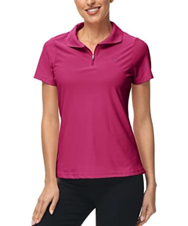MoFiz Women's UPF 50+ Short Sleeve Golf Tennis Polo Shirt Zip Up