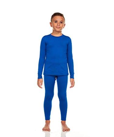 Bodtek Boys Thermal Long Underwear Set for Kids Fleece Lined Long Johns for  Pajamas or Base Layer Leggings & Shirt Royal Blue Medium