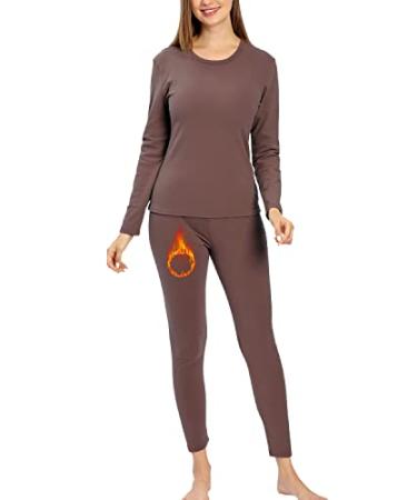 Thermal Underwear for Women Sets - Crewneck Fleece Lined Leggings Long  Sleeve Johns Base Layer (Top and Bottom)