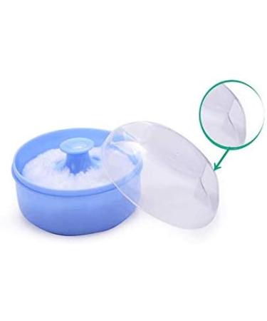 2 Pcs Pink and Blue Plastic Baby Care After-bath Powder Puff with Portable  Talcum Powder Holder Box Empty Makeup Container Prickly Heat Powder