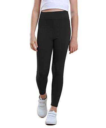 MERIABNY Girls Active Workout Leggings High Waisted Dance Yoga Pants for  6-13 Years Black 8-10 Years