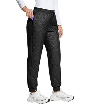 BALEAF Women's Lightweight Puffy Pants Quilted Snow Pants Puffer Winter  Trousers for Ski Camp Black X