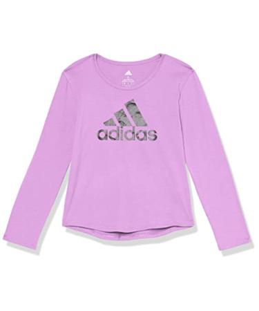 adidas Girls' Long Sleeve Cotton Scoop Neck Bos Logo T-Shirt 3T