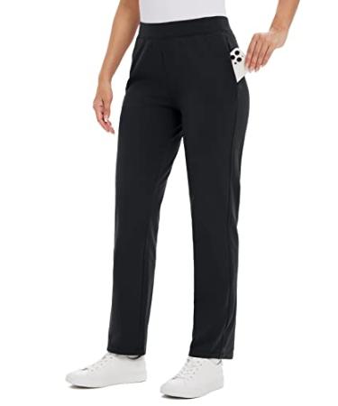 BALEAF Women's Fleece Lined Pants Straight Leg Cotton Sweatpants Elastic w  Pockets Athletic Sweat Pants : : Clothing, Shoes & Accessories