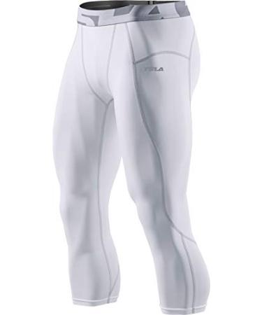 TSLA Men's 3/4 Compression Pants, Running Workout Tights, Cool Dry