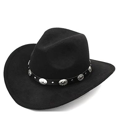 Western Hat Band for Cowboy Hats by Silver Canyon, Black Leather