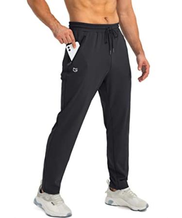 G Gradual Men's Sweatpants with Zipper Pockets Open Bottom Athletic Pants  for Men Workout, Jogging, Running, Lounge (Black, Small) 