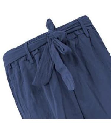Navy Blue Cotton Linen Stretchable Pants