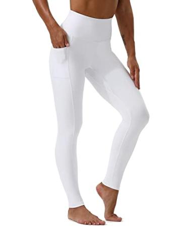 HOTSTUDIO Yoga Pants-Workout Leggings for Women with Pockets High Waisted  Tummy Control Postpartum Athletic Gym Leggings White X-Large