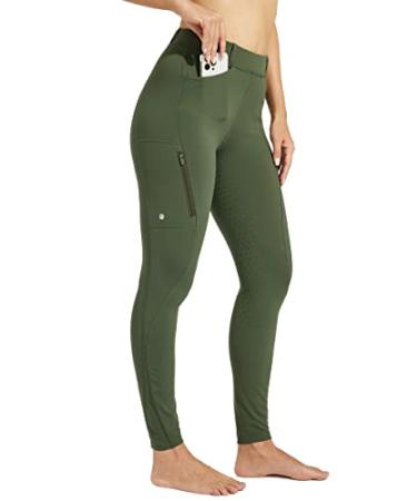 Willit Women's Fleece Riding Breeches Winter Horse Riding Pants Tights  Equestrian Thermal Schooling Tights Army Green