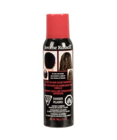 Jerome Russell Spray-on Color Black Hair Thickener For Fine and Thinning  Hair Conceals Bald Spots Grey Hair Hides Root Re-growth and Cover Hair  Extension Tracks Works for Men and Women 3.5 oz (