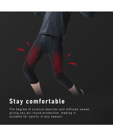 Basketball Compression Pants with Knee Pads 3/4 Capri Padded Sport Tights  Athletic Workout Leggings
