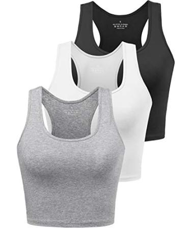 Sports Crop Tank Tops for Women Cropped Workout Tops Racerback Running Yoga  Tanks Cotton Sleeveless Gym