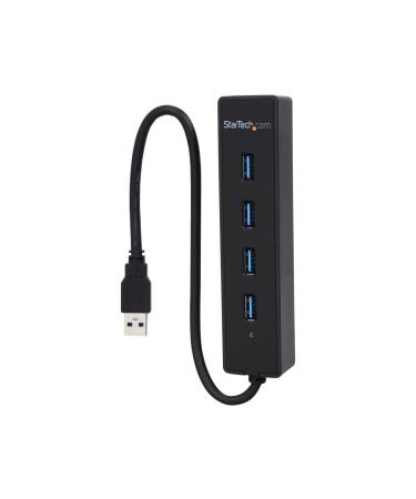 StarTech.com 4-Port USB 3.0 Hub with Built-in Cable - SuperSpeed Laptop USB Hub - Portable USB Splitter - Mini USB Hub (ST4300PBU3) Black Black 4 x SuperSpeed USB-A with Built in Cable