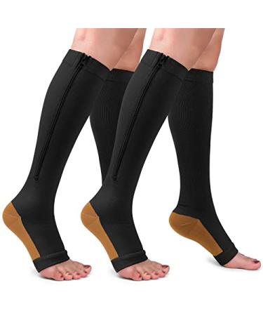 3 Pack Plus Size Compression Socks for Women & Men, 20-30 mmhg Extra Wide  Calf Knee High Stockings for Circulation Support 01-3 Pack Black X-Large