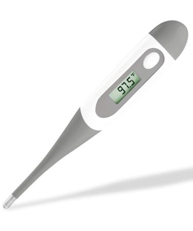 EasyHome Digital Oral Thermometer for Kid, Baby, and Adult, Rectal and Underarm Body Temperature Measurement for Fever with Alarm EMT-021-Gray Grey