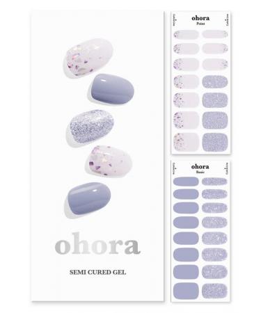 ohora Semi Cured Gel Nail Strips (N Afterglow) - Works with Any Nail Lamps Salon-Quality Long Lasting Easy to Apply & Remove - Includes 2 Prep Pads Nail File & Wooden Stick