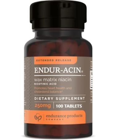 ENDUR-ACIN 250mg Niacin - Extended Release for Optimal Absorption & Low-Flush Vitamin B-3 100 Tablets - Non-GMO Vegan Gluten Free - Endurance Products Company