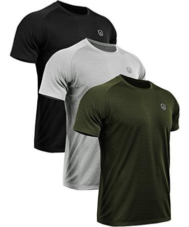 NELEUS Men's Dry Fit Mesh Athletic Shirts XX-Large 5033# 3 Pack: Black grey olive Green