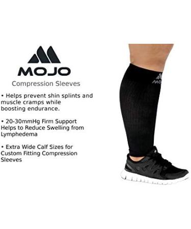 Mojo Compression Calf Sleeves, Firm Support 20-30mmHg - Unisex