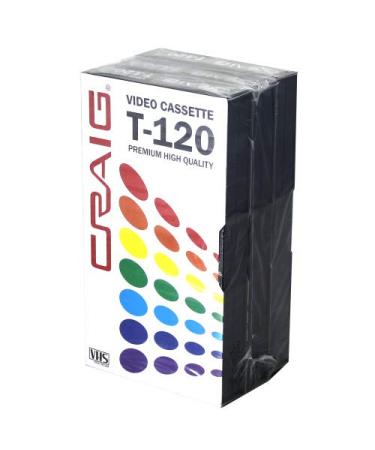Craig CC358 Premium Blank T-120 VHS Video Tapes | 3-Pack | Video Casette Tapes Recordable and Reusable | 120-Minute Recording Time | 6-Hour Total Time |