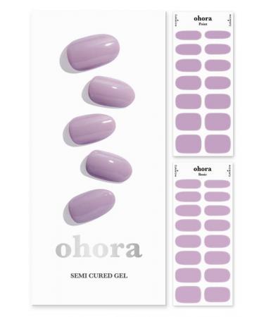 ohora Semi Cured Gel Nail Strips (N Blueberry Jam) - Works with Any Nail Lamps Salon-Quality Long Lasting Easy to Apply & Remove - Includes 2 Prep Pads Nail File & Wooden Stick - Purple