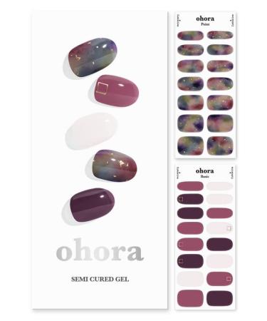 ohora Semi Cured Gel Nail Strips (N Tie-dye) - Works with Any Nail Lamps  Salon-Quality  Long Lasting  Easy to Apply & Remove - Includes 2 Prep Pads  Nail File & Wooden Stick