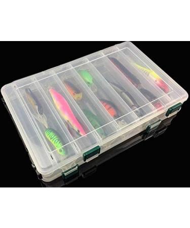 Milepetus 14 Compartments Double-Sided Fishing Lure Hook Tackle Box Visible Hard Plastic Clear Fishing Lure Bait Squid Jig Minnows Hooks Accessory
