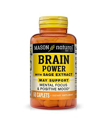 MASON NATURAL Brain Power with Sage Extract and Calcium - Optimize Mental Focus and Alertness for a Positive Mood Specialty Formula 60 Caplets