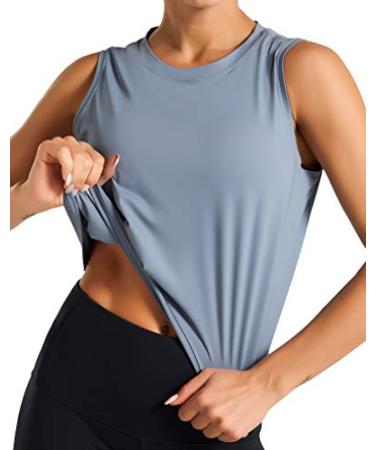 Crop Top Athletic Shirts For Women Cute Sleeveless Yoga Tops Running Gym Workout  Shirts