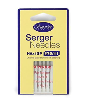Superior Threads Standard Serger Needles for Home Serger Machines - HAx1SP 5 Per Pack (Size 75/11)