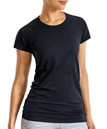 CRZ YOGA Women's Sports T Shirts Seamless Active Short Sleeve Top