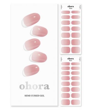 ohora Semi Cured Gel Nail Strips (N Milk Rose) - Works with Any Nail Lamps Salon-Quality Long Lasting Easy to Apply & Remove - Includes 2 Prep Pads Nail File & Wooden Stick - Pink