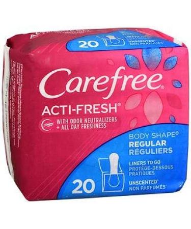 4 new Carefree Acti Fresh Regular Body Shape Liners Unscented 20