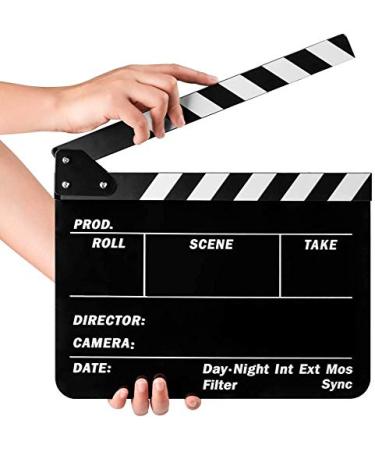 Sedremm Dry Erase Director's Film Movie Clapperboard Slate for Film TV MovieCut Action Scene (10x12in/24.5x30cm) White Clapboard and Colorful Stick