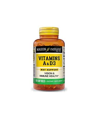 MASON NATURAL Vitamins A & D3 from Fish Liver Oil - Healthy Vision and Immune Health Improved Muscle and Nerve Function 100 Softgels