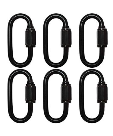 6 Pcs M4 Black Carabiner Chain Quick Links Connector 4mm Thickness Oval Stainless Steel Locking Carabiner Screw Lock Clip by STARVAST for Swing Play
