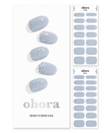 ohora Semi Cured Gel Nail Strips (N Felice) - Works with Any Nail Lamps Salon-Quality Long Lasting Easy to Apply & Remove - Includes 2 Prep Pads Nail File & Wooden Stick
