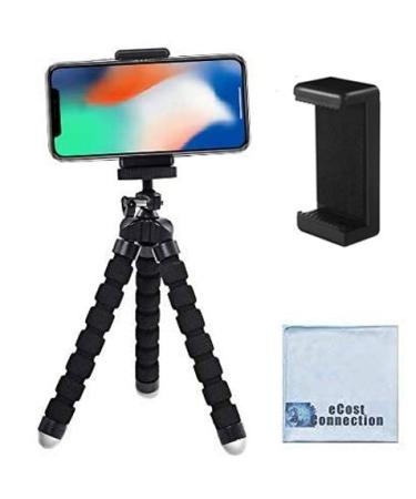 Acuvar 6.5 inch Flexible Tripod with Universal Mount for All Smartphones & an eCostConnection Microfiber Cloth Tripod + Smartphone Mount