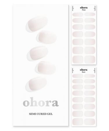 ohora Semi Cured Gel Nail Strips (N Veil) - Works with Any Nail Lamps Salon-Quality Long Lasting Easy to Apply & Remove - Includes 2 Prep Pads Nail File & Wooden Stick