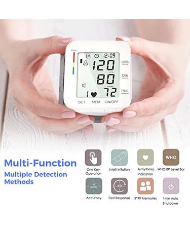 Wrist Blood Pressure Monitor, Blood Pressure Machine Have Large LED  Display, Automatic 99x2 Sets Memory for