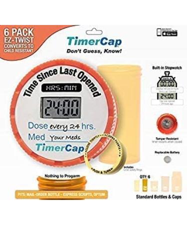  TimerCap Automatically Displays Time Since Last Opened -  Built-in Stopwatch Smart Pill Bottle Cap Medication Reminder Case (Qty  2-4.0 oz Amber Bottles) CRC : Health & Household