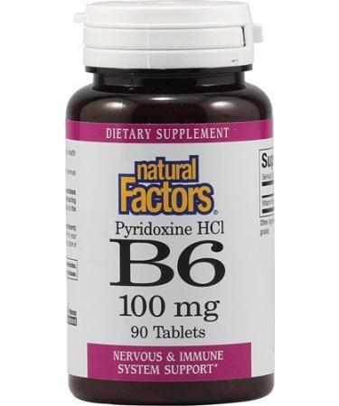 Natural Factors Vitamin B6 Pyridoxine HCl 100 mg 90 Tablets