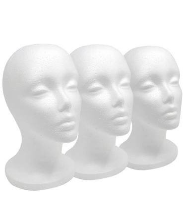 3 Pcs Styrofoam Wig Head 11 - Tall Female Foam Mannequin Wig